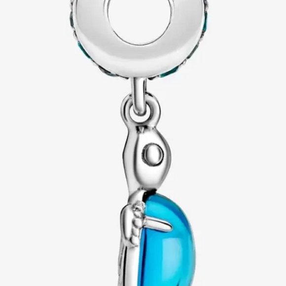 New Pandora Sea Turtle Dangle Murano Blue Glass Charm Bead w/pouch - Picture 3 of 5